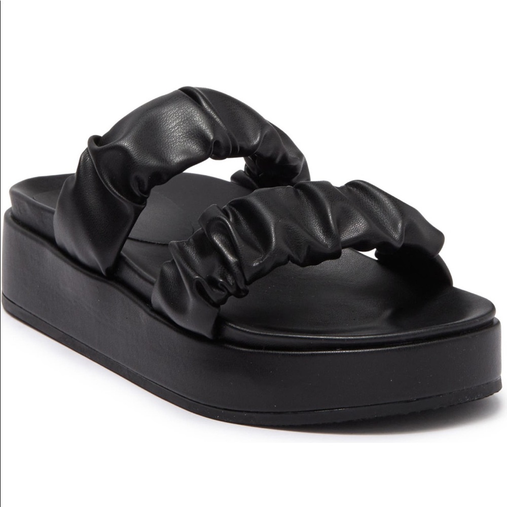 Black Leather Platform Sandal